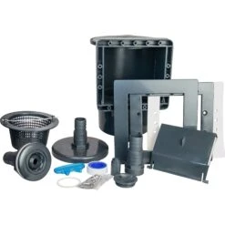 GRE Stahlwandpool Set (5-teilig) Hoch Rund Classic 450 X 120 Cm, Stahl 0,45mm Anthrazit Folie 0,3mm Blau -Watermen Verkaufe 2500699 Einbau Skimmer Anthrazit 01