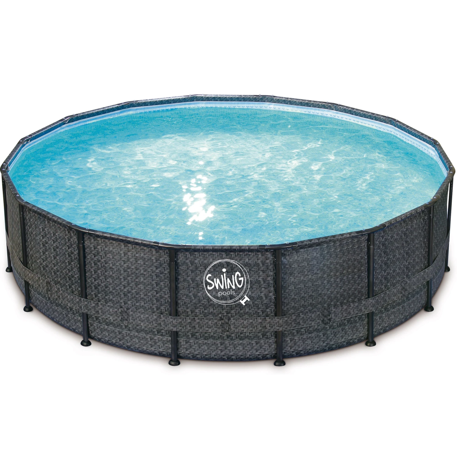 PolyGroup Elite Frame Pool Rund - Rattan Dunkel Grau 427 X 107 Cm Solo 1 PolyGroup Elite Frame Pool Rund - Rattan Dunkel Grau 427 X 107 Cm Solo