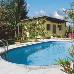 Waterman Stahlwandpool Set (5-teilig) Tief Oval 623 X 360 X 120 Cm, Stahl 0,4 Mm Weiß Folie 0,4 Mm Blau -Watermen Verkaufe 450101012O 1