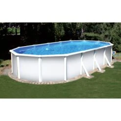 GRE Stahlwandpool Set (5-teilig) Hoch Oval Classic 535x300x120 Cm, Stahl 0,45 Mm Weiß Folie 0,3 Mm Blau -Watermen Verkaufe 501010405PP Ovalpool 500 300 01 3
