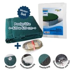 SUMMER FUN Abdeckplane Für 420cm Rund Pools Und Schwimmbecken - 160 G/m² Stark Extra Winterschutz Und Ganzjahresabdeckung