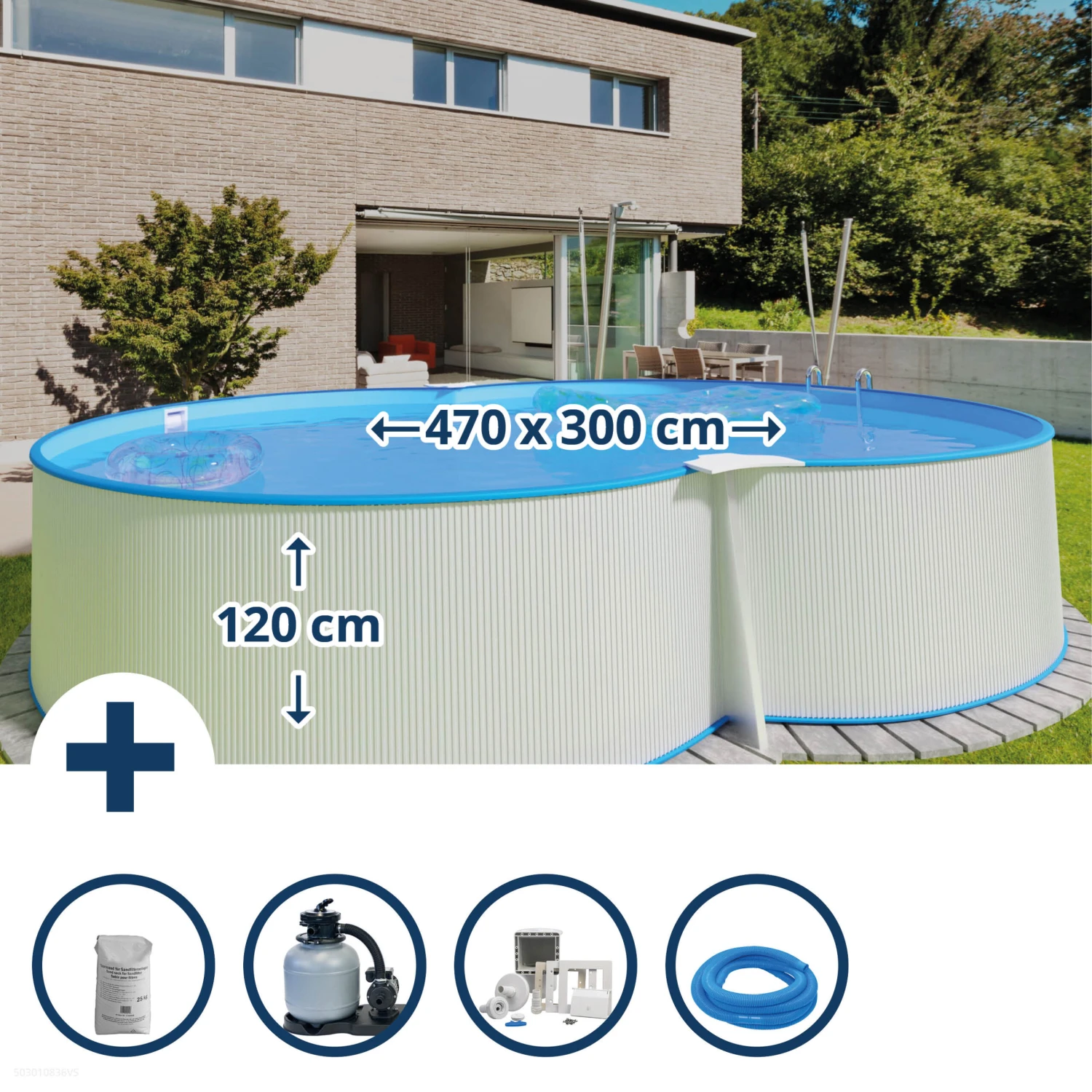 Waterman Stahlwandpool Set (6-teil) Hoch Achtform Montevideo 470x300x120cm, Stahl 0,4mm Weiß Folie 0,4mm Blau 1 Waterman Stahlwandpool Set (6-teil) Hoch Achtform Montevideo 470x300x120cm, Stahl 0,4mm Weiß Folie 0,4mm Blau