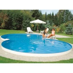 Waterman Stahlwandpool Set (10-teil) Tief Achtform Costa-Rica 725x460x150cm, Stahl 0,8mm Weiß Folie 0,6mm Bl. -Watermen Verkaufe Achtform Pool eingebaut im Garten