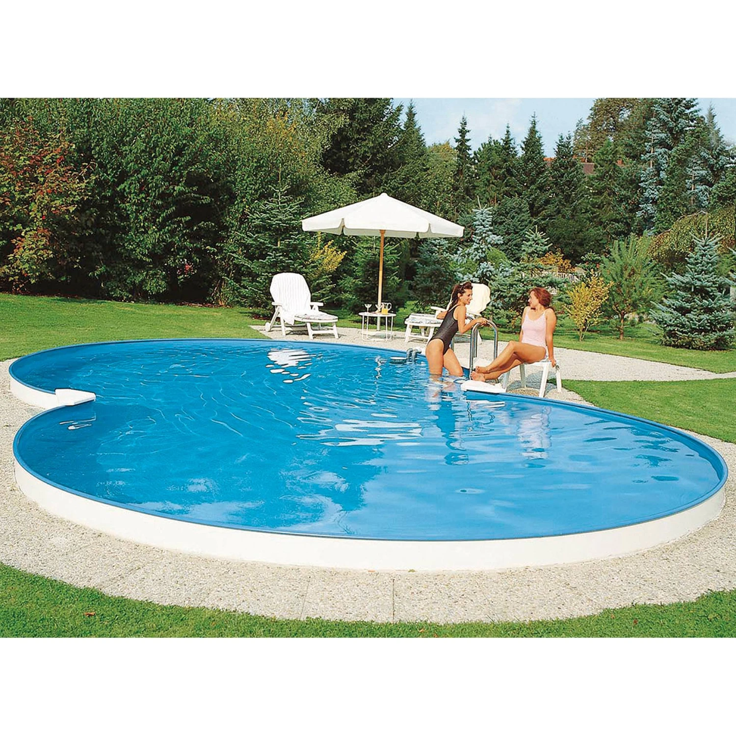 Stahlwandpool Set Achtform Cannes 625x360x150cm, Stahl 0,8mm Weiß, Folie 0,6mm Blau, Einhängebiese 3 Stahlwandpool Set Achtform Cannes 625x360x150cm, Stahl 0,8mm Weiß, Folie 0,6mm Blau, Einhängebiese – Bild 3