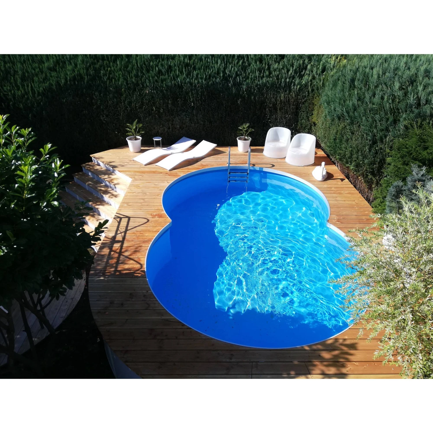 Stahlwandpool Set Achtform Cannes 625x360x150cm, Stahl 0,8mm Weiß, Folie 0,6mm Blau, Einhängebiese 2 Stahlwandpool Set Achtform Cannes 625x360x150cm, Stahl 0,8mm Weiß, Folie 0,6mm Blau, Einhängebiese – Bild 2