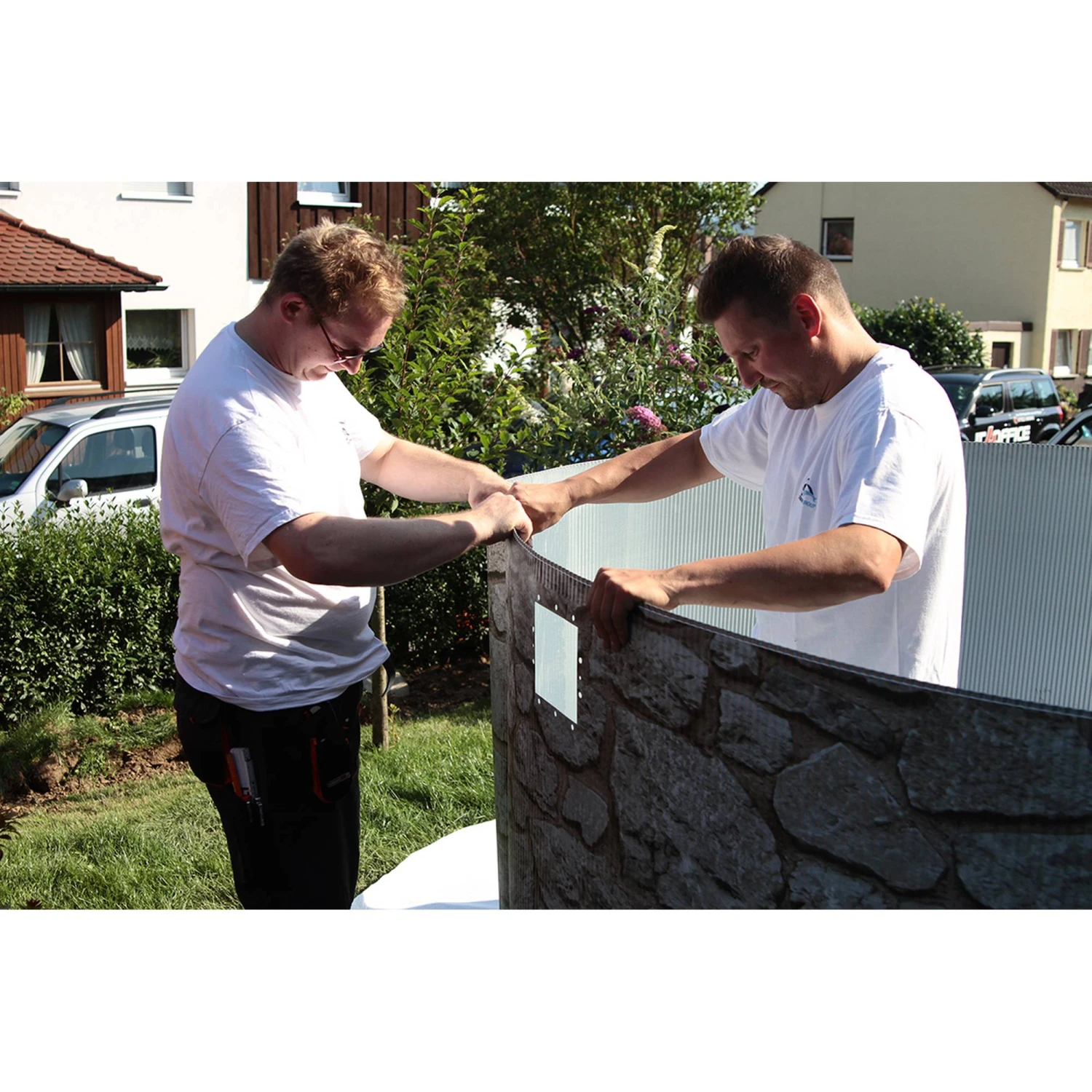 Waterman Stahlwandpool Rund 460x120cm, Stahl 0,45mm Steinoptik, Folie 0,3mm Blau, Overlap 5 Waterman Stahlwandpool Rund 460x120cm, Stahl 0,45mm Steinoptik, Folie 0,3mm Blau, Overlap – Bild 5