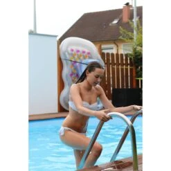 SUMMER FUN Poolleiter Edelstahl Für Tiefbecken Mit 120 Cm Höhe - Weite Stufen -Watermen Verkaufe Edelstahlleiter Pool mit Frau 1