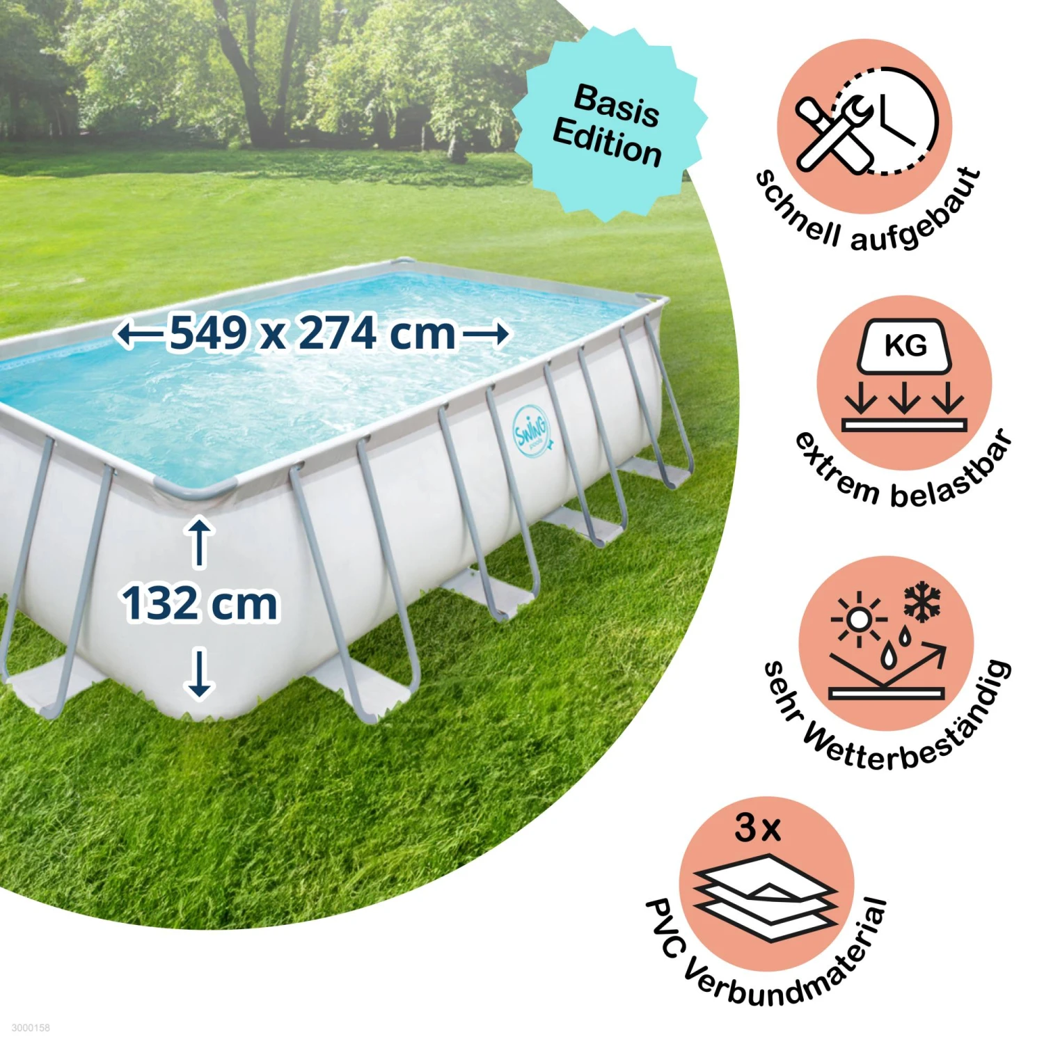 Polygroup Summer Waves Elite Frame Pool Hellgrau Rechteckig 549 X 274 X 132 Cm Solo (3000158) 1 Polygroup Summer Waves Elite Frame Pool Hellgrau Rechteckig 549 X 274 X 132 Cm Solo (3000158)
