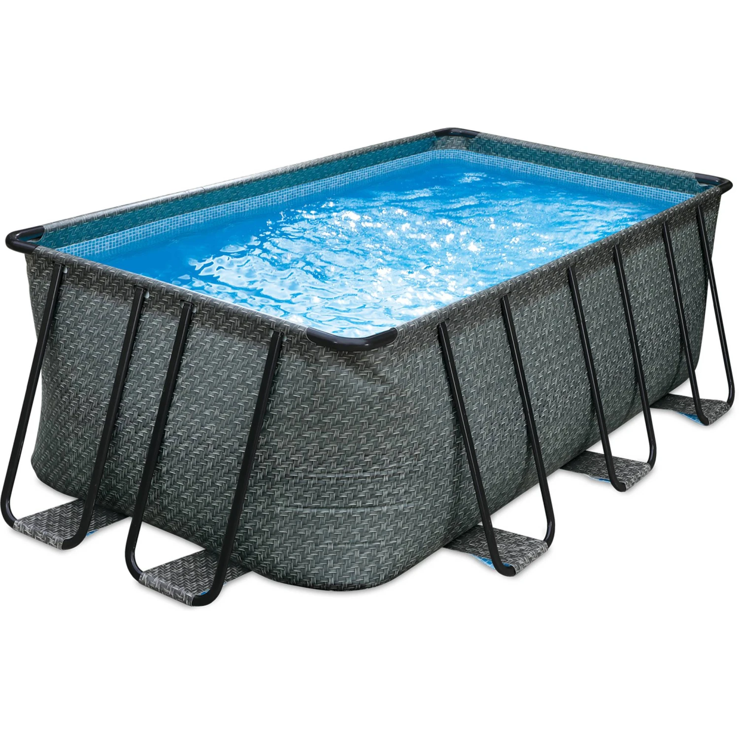 Polygroup Summer Waves Elite Rechteck Frame Pool Set Rattan Anthrazit 549 X 274 X 132 Cm (3000151) 2 Polygroup Summer Waves Elite Rechteck Frame Pool Set Rattan Anthrazit 549 X 274 X 132 Cm (3000151) – Bild 2