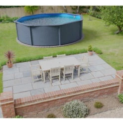 Stahlwandpool Rund Classic 350x120 Cm, Stahl 0,4 Mm Anthrazit, Folie 0,3 Mm Blau, Overlap -Watermen Verkaufe Planet Pool Stahlwandpool Classic anthrazit blau MS 03 1