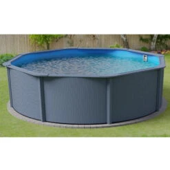 Stahlwandpool Rund Classic 350x120 Cm, Stahl 0,4 Mm Anthrazit, Folie 0,3 Mm Blau, Overlap -Watermen Verkaufe Planet Pool Stahlwandpool Classic anthrazit blau MS 04