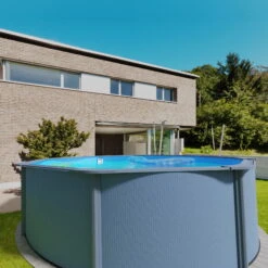 Stahlwandpool Rund Classic 350x120 Cm, Stahl 0,4 Mm Anthrazit, Folie 0,3 Mm Blau, Overlap -Watermen Verkaufe Planet Pool Stahlwandpool Classic anthrazit blau MS 05 1