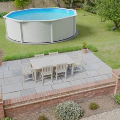 Stahlwandpool Rund Classic (breiter Handlauf) 450x120cm, Stahl 0,4mm Weiß, Folie 0,3mm Blau, Overlap -Watermen Verkaufe Planet Pool Stahlwandpool Classic weiss blau MS 03 5