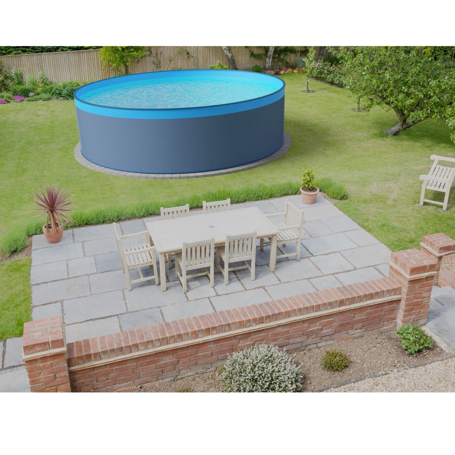 Waterman Stahlwandpool Set (5-teilig) Rund 450x120 Cm, Stahl 0,4 Mm Anthrazit, Folie 0,3 Mm Blau, Overlap 3 Waterman Stahlwandpool Set (5-teilig) Rund 450x120 Cm, Stahl 0,4 Mm Anthrazit, Folie 0,3 Mm Blau, Overlap – Bild 3