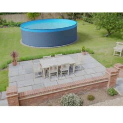 Waterman Stahlwandpool Rund 500x120 Cm, Stahl 0,4 Mm Anthrazit, Folie 0,3 Mm Blau, Overlap -Watermen Verkaufe Planet Pool Stahlwandpool anthrazit blau overlap OS 03 4