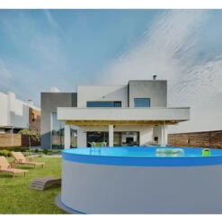 Waterman Stahlwandpool Rund 350x90 Cm, Stahl 0,3 Mm Weiß, Folie 0,2 Mm Blau, Overlap -Watermen Verkaufe Planet Pool Stahlwandpool weiss blau overlap OS 05