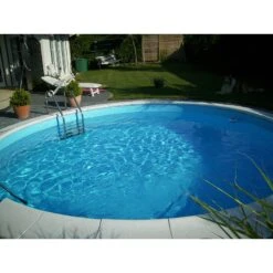 Stahlwandpool Set Rund Brasilia 300x120 Cm, Stahl 0,6 Mm Weiß, Folie 0,6 Mm Blau, Einhängebiese -Watermen Verkaufe Rundpool Set komplett einbau 1