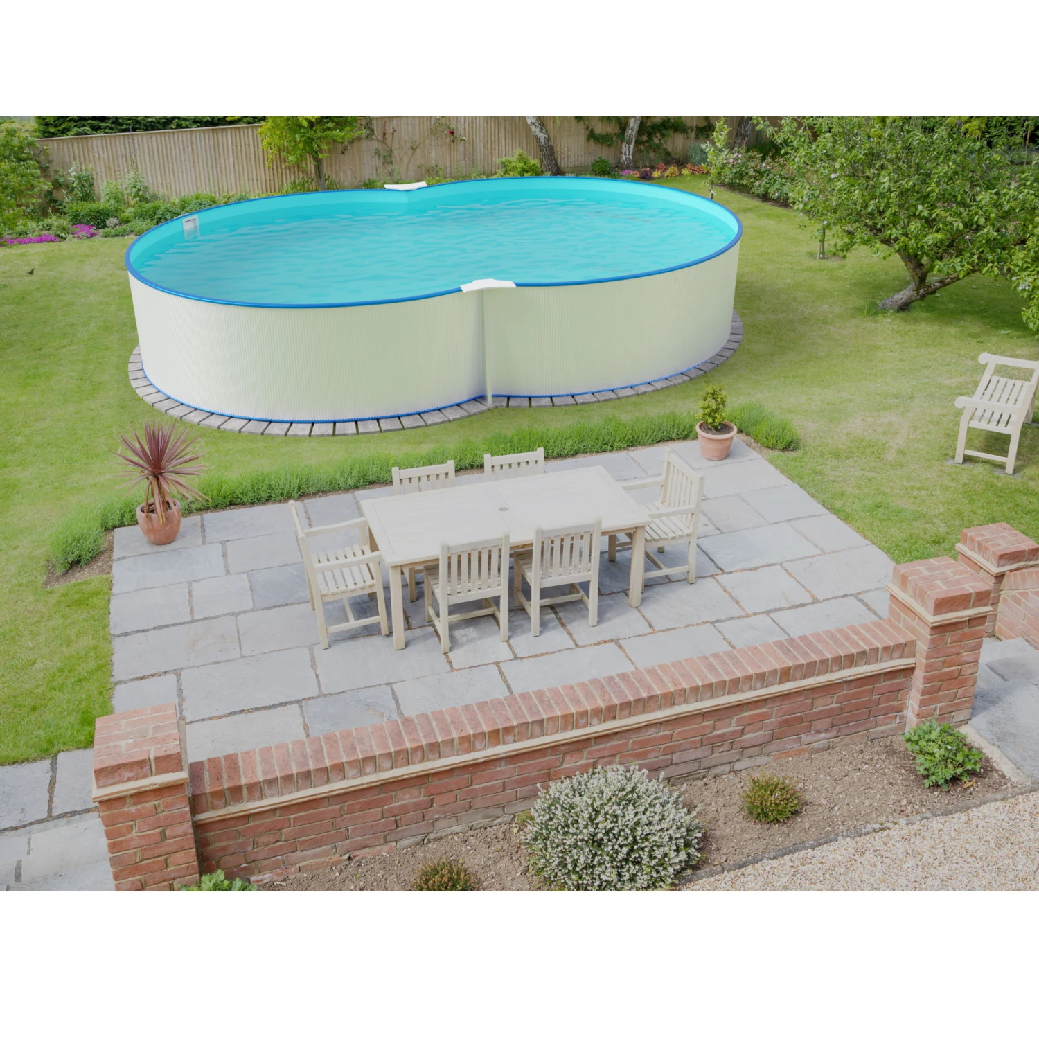 Waterman Stahlwandpool Set (9-teilig) Hoch Achtform 470 X 300 X 120 Cm, Stahl 0,4 Mm Weiß Folie 0,4 Mm Blau 2 Waterman Stahlwandpool Set (9-teilig) Hoch Achtform 470 X 300 X 120 Cm, Stahl 0,4 Mm Weiß Folie 0,4 Mm Blau – Bild 2