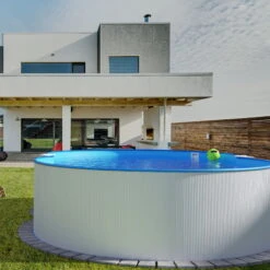 Stahlwandpool Achtform 540x350x120 Cm, Stahl 0,4 Mm Weiß, Folie 0,4 Mm Blau, Einhängebiese -Watermen Verkaufe S81009MSVS S81010MSVS S8140MSVS Stahlwandbecken Achtform Weiss Blau 03 1