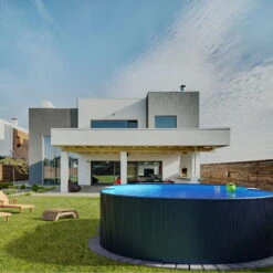 Stahlwandpool Achtform 470x300x120 Cm, Stahl 0,4 Mm Anthrazit, Folie 0,4 Mm Blau, Einhängebiese -Watermen Verkaufe S81068MSVS S81069MSVS S81073MSVS Stahlwandbecken Achtform Athrazit Blau 03