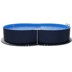 Stahlwandpool Achtform 470x300x120 Cm, Stahl 0,4 Mm Anthrazit, Folie 0,4 Mm Blau, Einhängebiese -Watermen Verkaufe S81068MSVS S81069MSVS S81073MSVS Stahlwandbecken Achtform Athrazit Blau 08