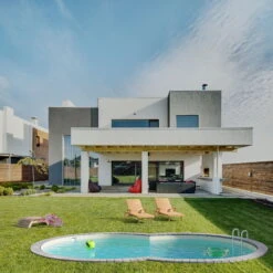 Stahlwandpool Achtform 470x300x120 Cm, Stahl 0,4 Mm Anthrazit, Folie 0,4 Mm Sand, Einhängebiese -Watermen Verkaufe S81081MSVS S81083MSVS Stahlwandbecken Achtform Athrazit Sand 03 n 2