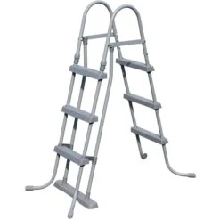 SUMMER FUN Stahlwandpool Set (3-teilig) Rund Athen 300x90 Cm, Stahl 0,3 Mm Weiß, Folie 0,2 Mm Blau, Overlap -Watermen Verkaufe Sicherheitsleiter 2x3 Stufen