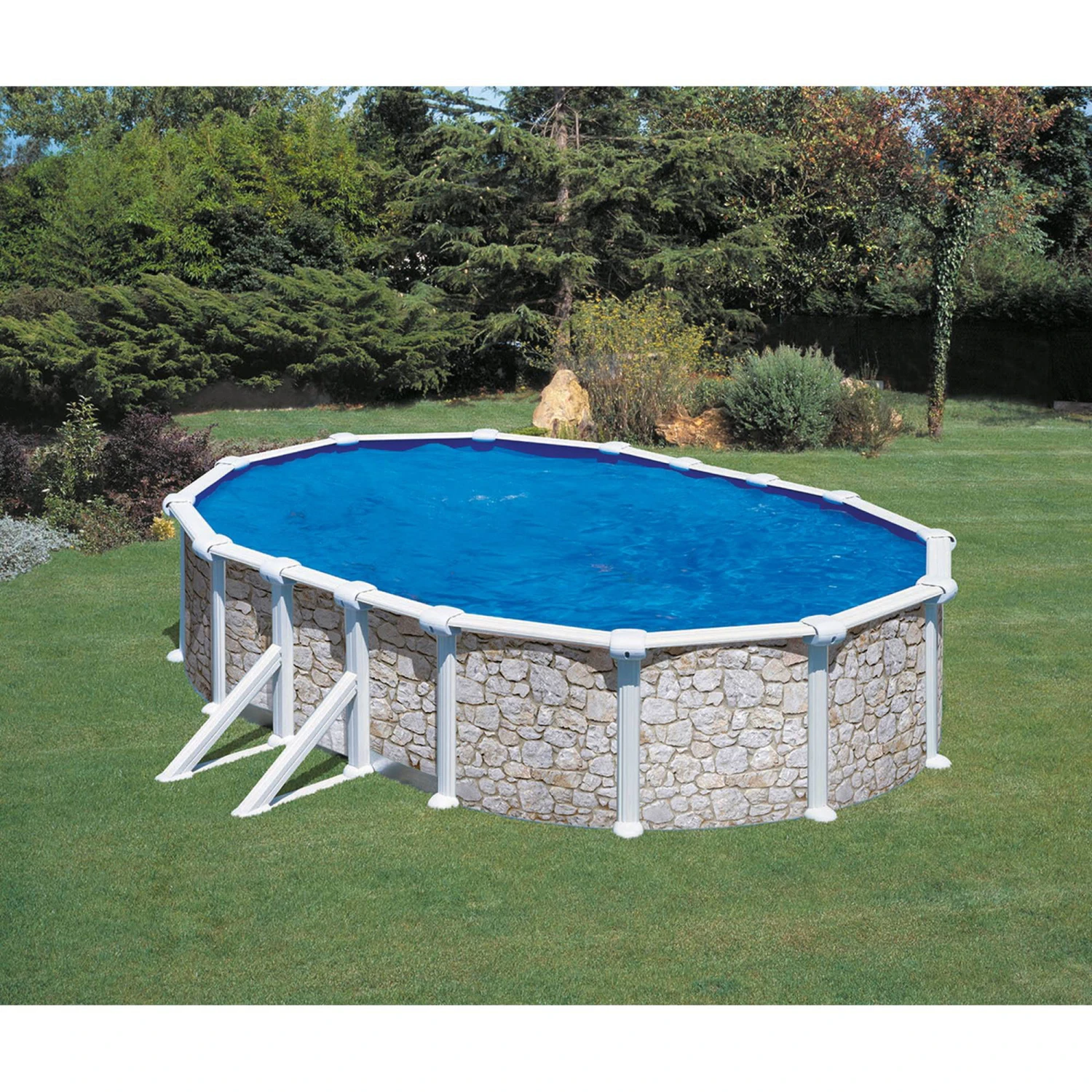SUMMER FUN Stahlwandpool Oval Classic 730x375x120cm, Stahl 0,45mm Steinoptik, Folie 0,3mm Blau 1 SUMMER FUN Stahlwandpool Oval Classic 730x375x120cm, Stahl 0,45mm Steinoptik, Folie 0,3mm Blau
