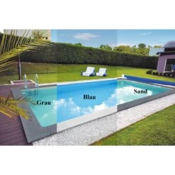 KWAD Styropor Pool De Luxe Komplettset 6,0 X 3,0 X 1,5m Mit 0,8 Mm Innenhülle Sand Inkl. Römertreppe -Watermen Verkaufe Styropor Pool Grau Blau Sand